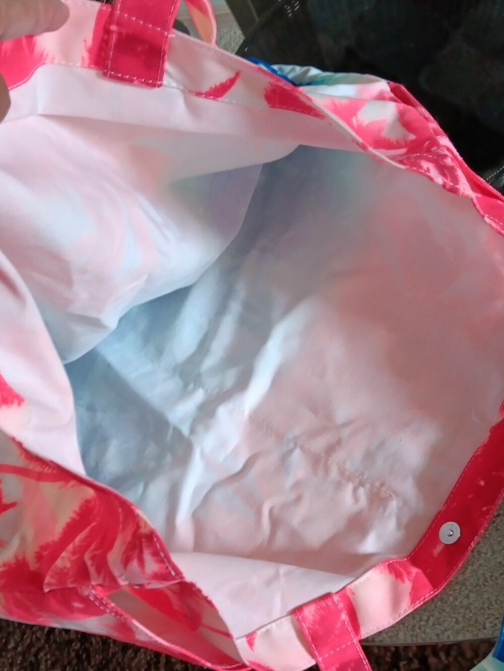 PINK Victoria's Secret Coral, Teal & Blue Ombre Palm Tote - Picture 5 of 5